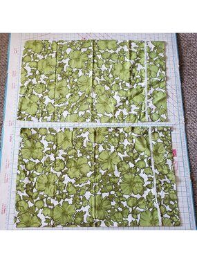 2 Wabasso Madrid Green Pillowcases 1970s Marvel Press 34"x21" Vintage Floral Mod